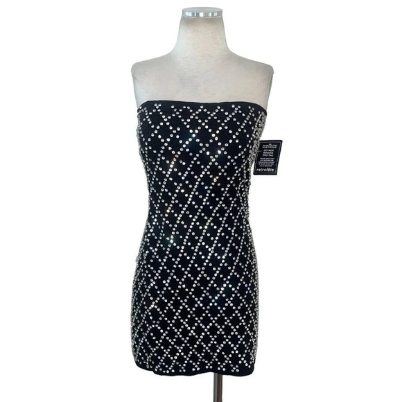 RETROFETE Felicity Dress Skirt in Black & Silver Gold Large New Womens Mini - Picture 6 of 17